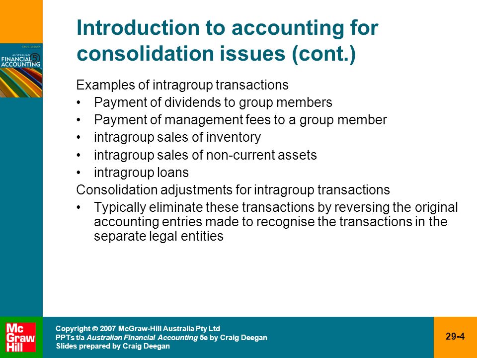 Introduction to accounting for consolidation issues (cont.)