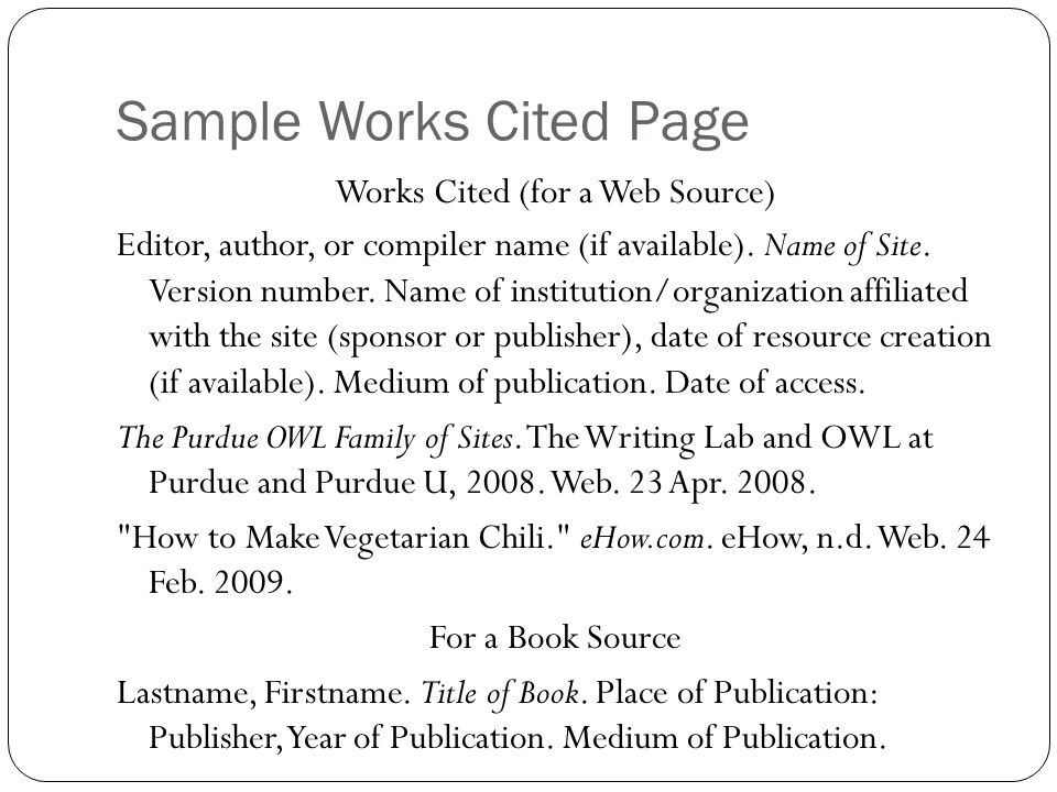 Sample Works Cited Page