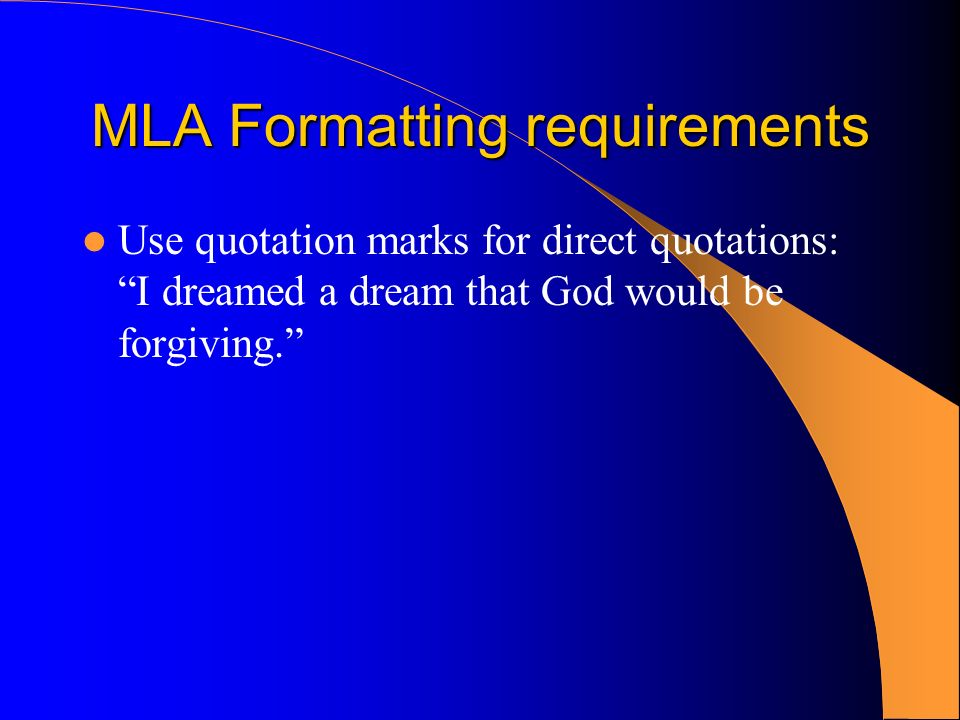 MLA Formatting requirements