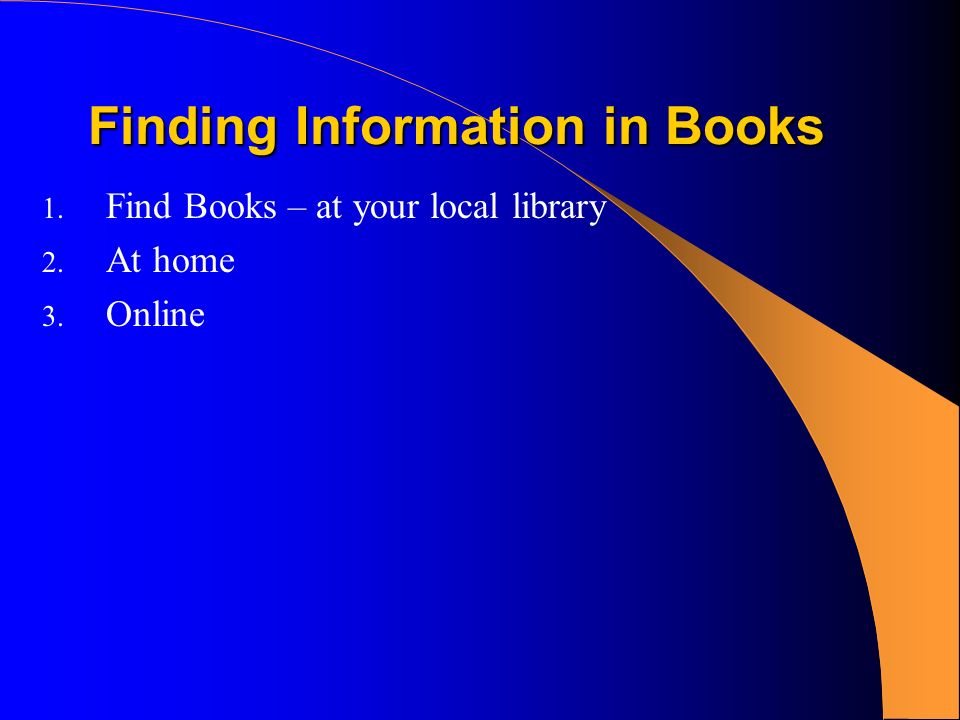 Finding Information in Books