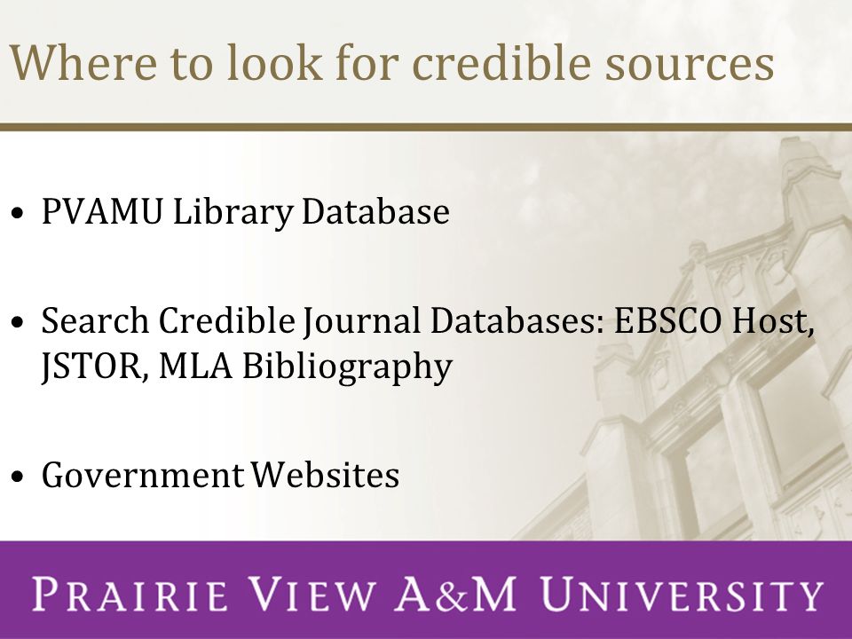 Where to look for credible sources