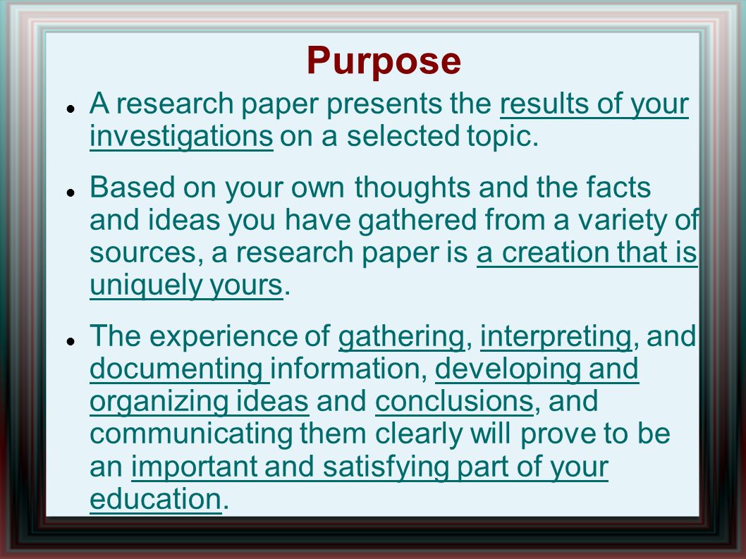 purpose of research paper example