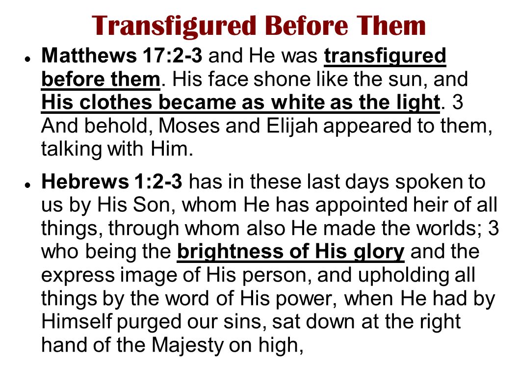 Transfigured Before Them
