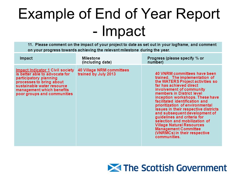 Example of End of Year Report - Impact