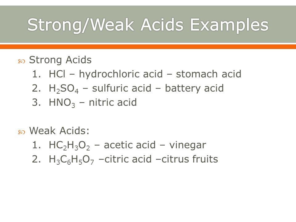 Strong/Weak Acids Examples