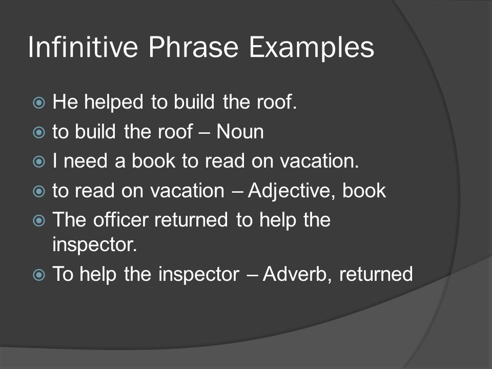 Infinitive Phrase Examples