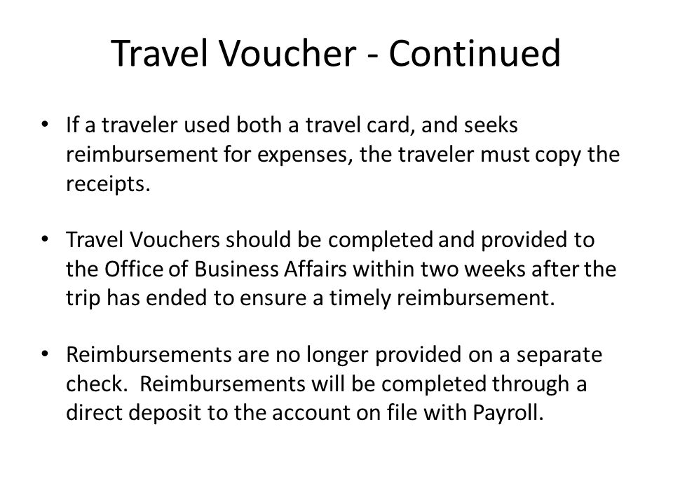 Travel Voucher - Continued