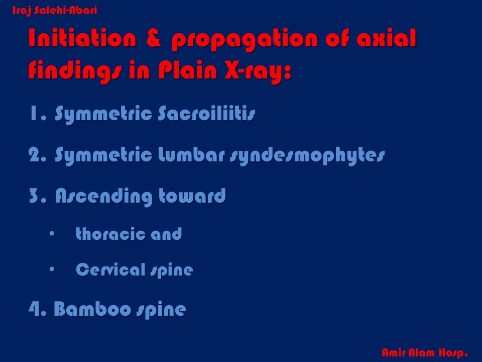 Initiation & propagation of axial findings in Plain X-ray: