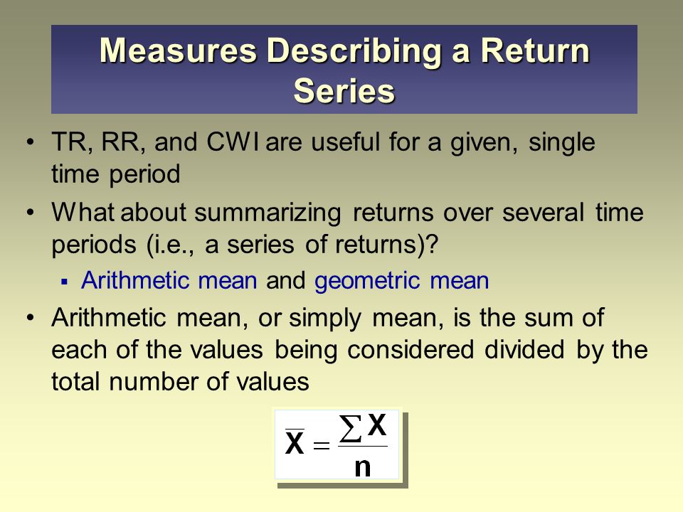 Measures Describing a Return Series