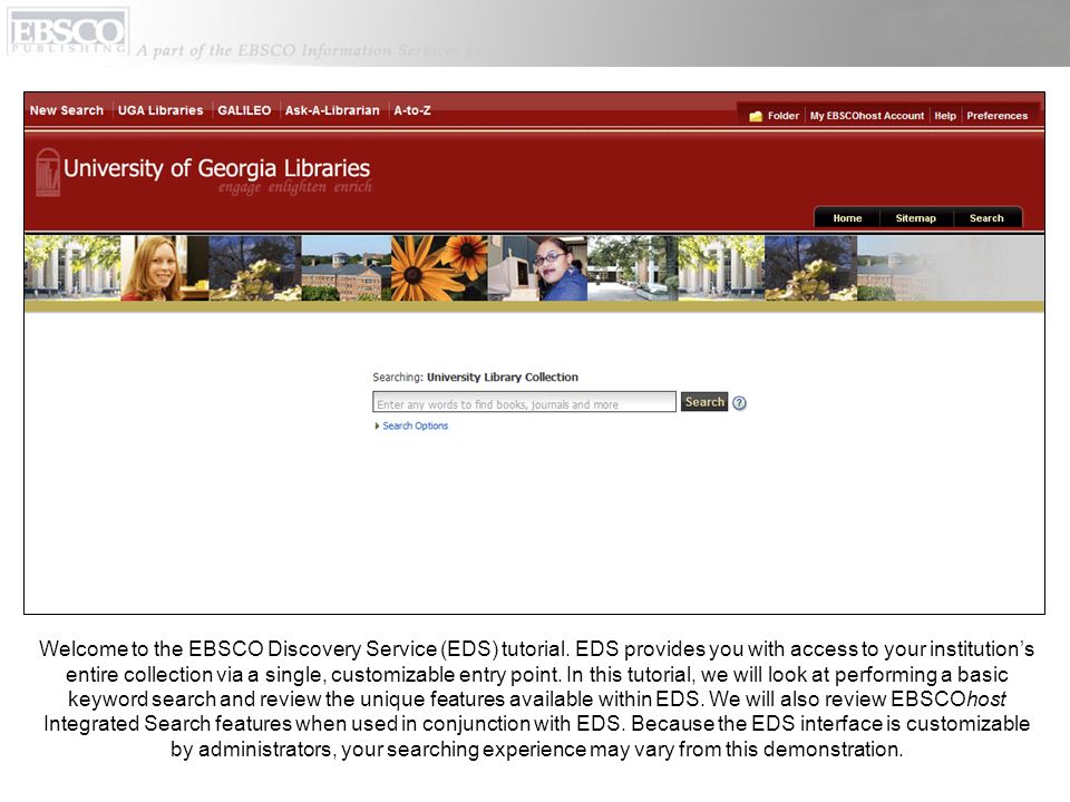 Bienvenue dans le tutoriel d’EBSCO Discovery Service (EDS)