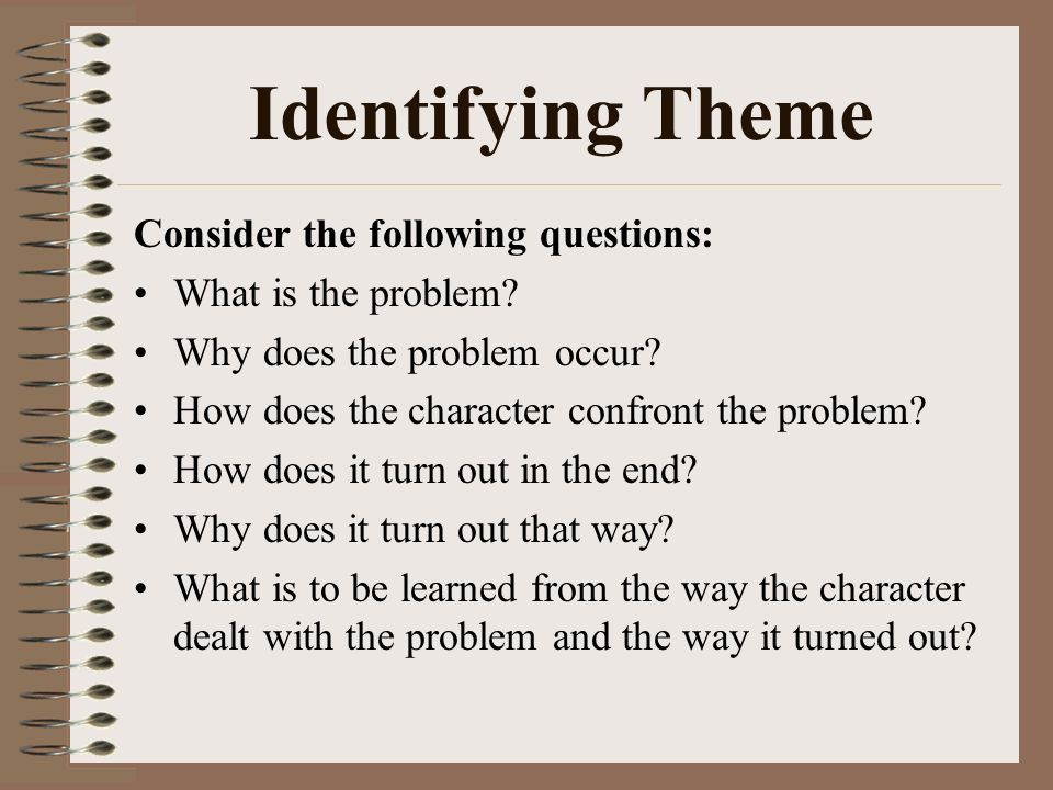 Identifying Theme Consider the following questions: