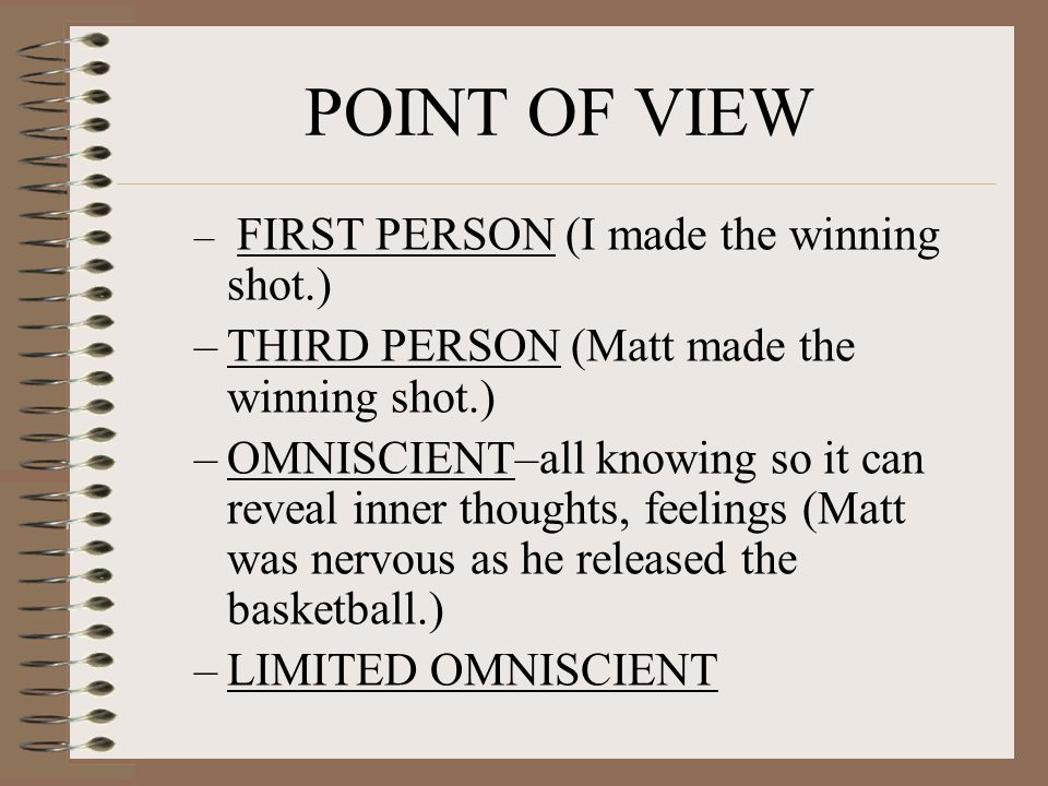 POINT OF VIEW THIRD PERSON (Matt made the winning shot.)