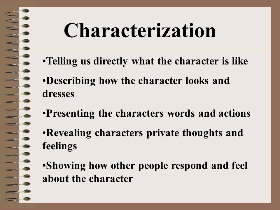 Characterization Telling us directly what the character is like