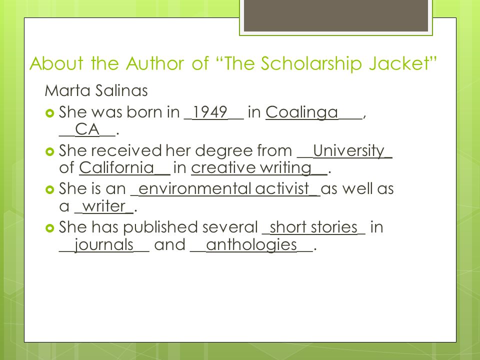 About the Author of The Scholarship Jacket