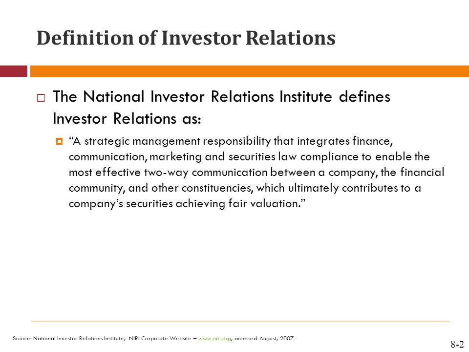 Chapter 8 Investor Relations - ppt video online download