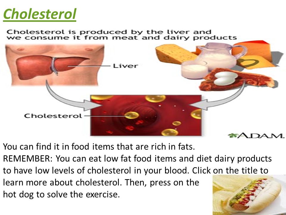 Cholesterol You can find it in food items that are rich in fats.
