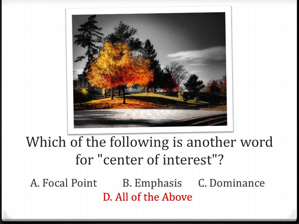 Which of the following is another word for center of interest