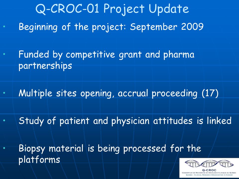 Q-CROC-01 Project Update