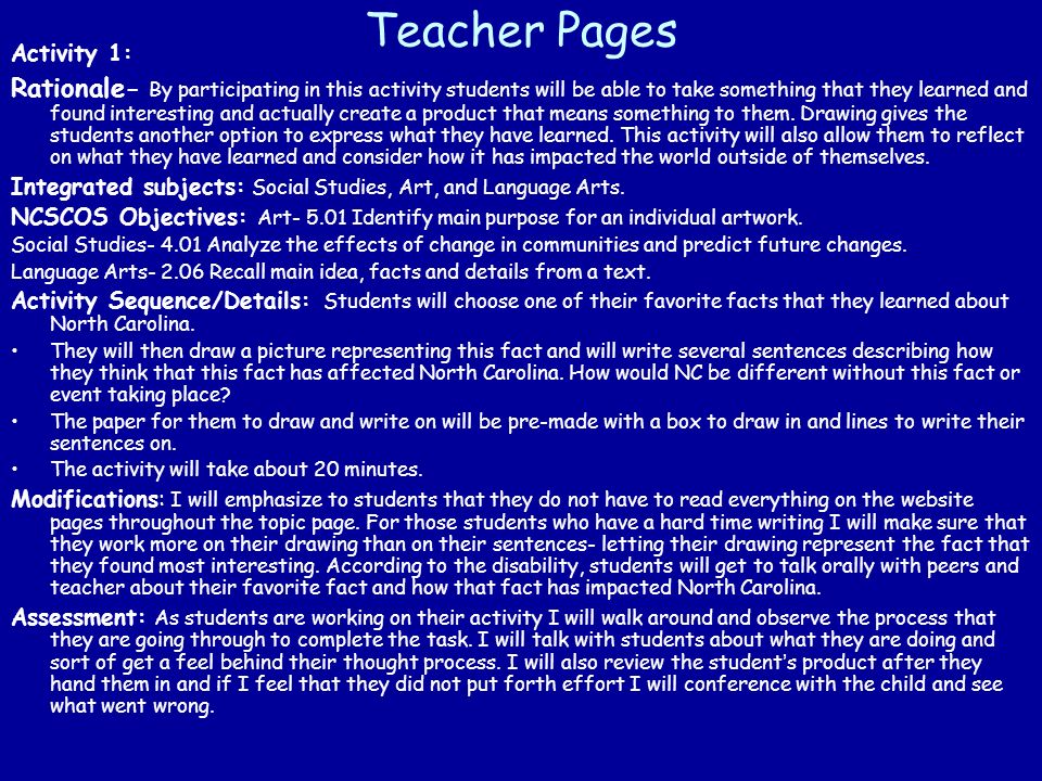 Teacher Pages Activity 1: