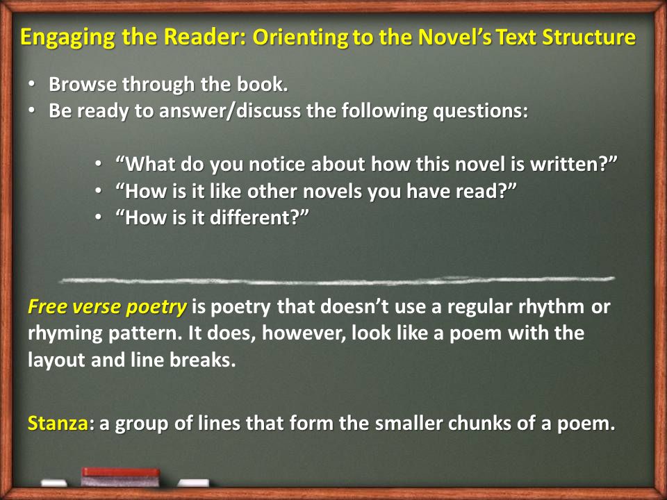 Engaging the Reader: Orienting to the Novel’s Text Structure