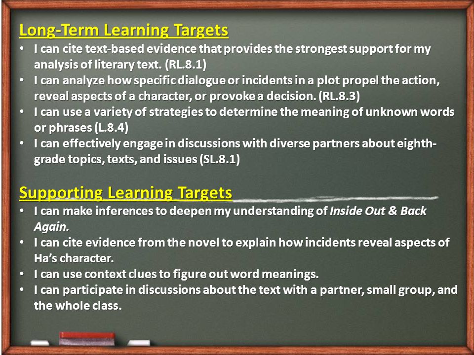Long-Term Learning Targets