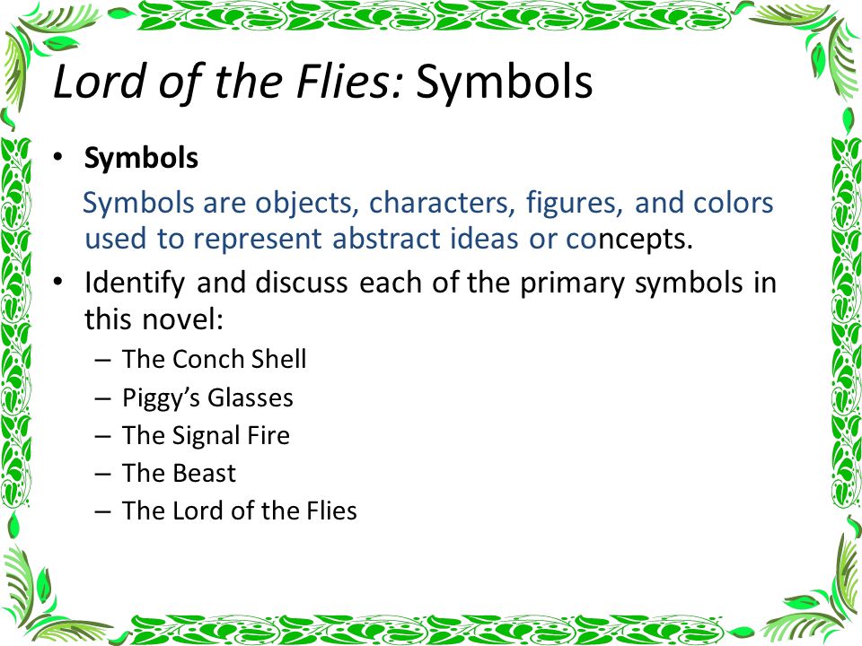 Lord Of The Flies Symbolism Chart