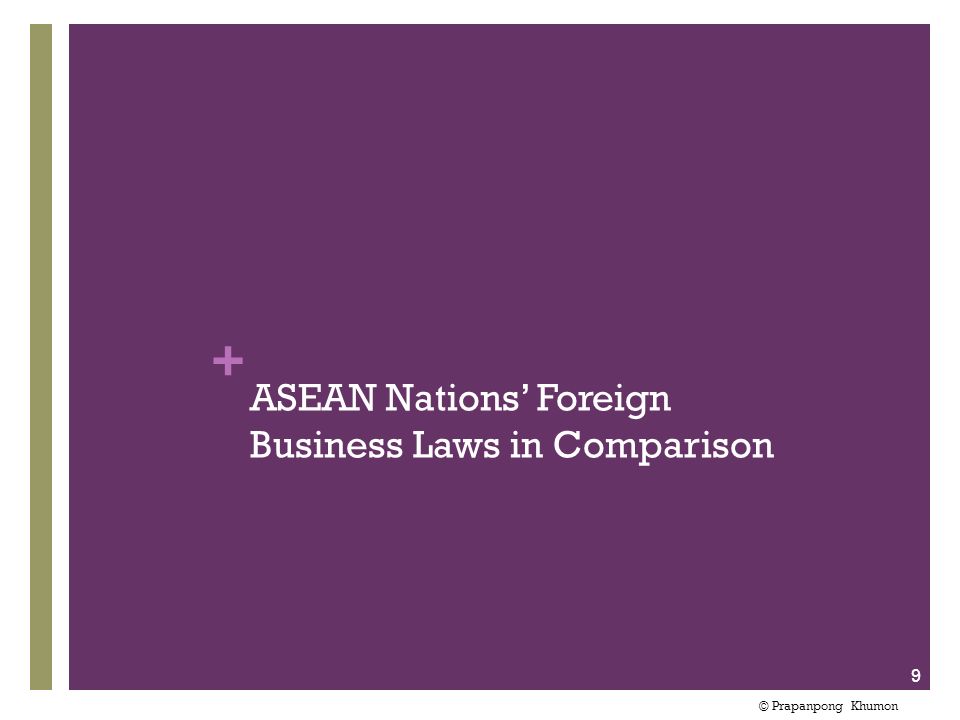 ASEAN Nations’ Foreign Business Laws in Comparison