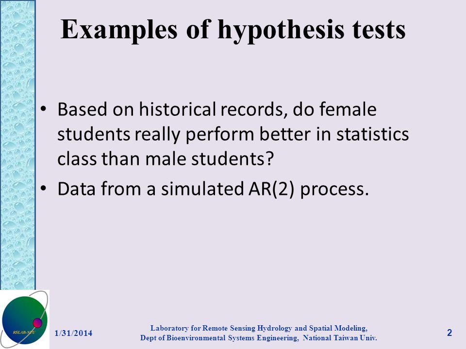 Examples of hypothesis tests