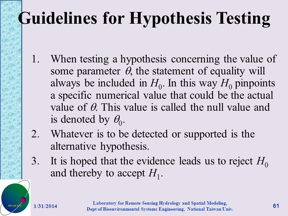 Guidelines for Hypothesis Testing