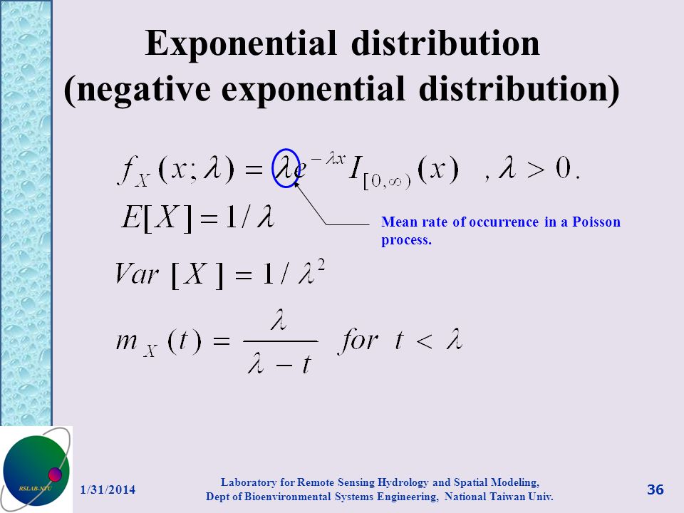Exponential distribution (negative exponential distribution)