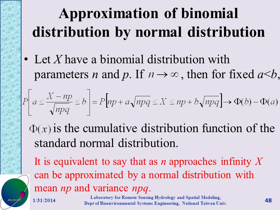 Approximation of binomial distribution by normal distribution