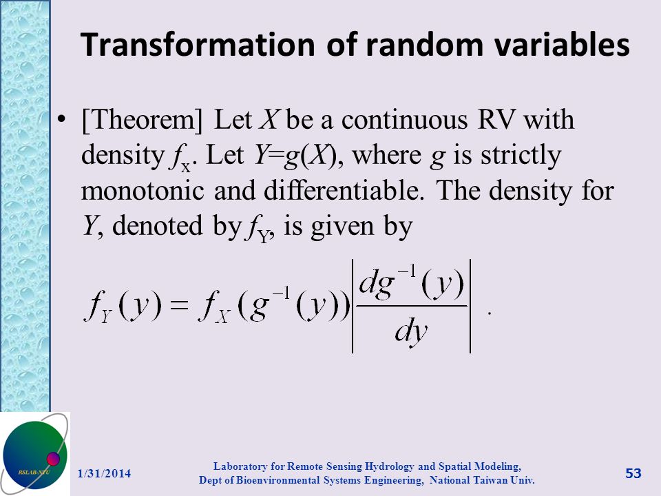 Transformation of random variables