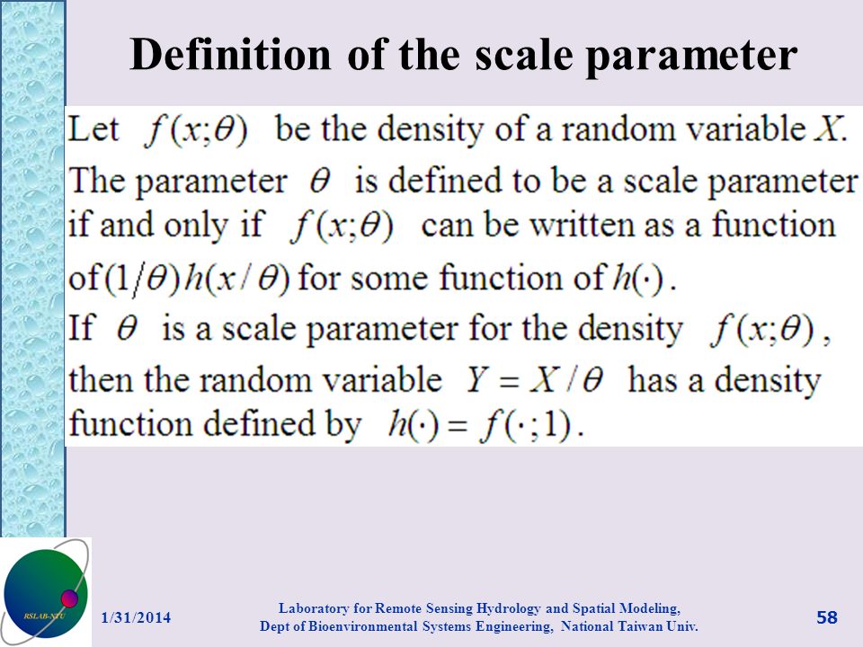 Definition of the scale parameter