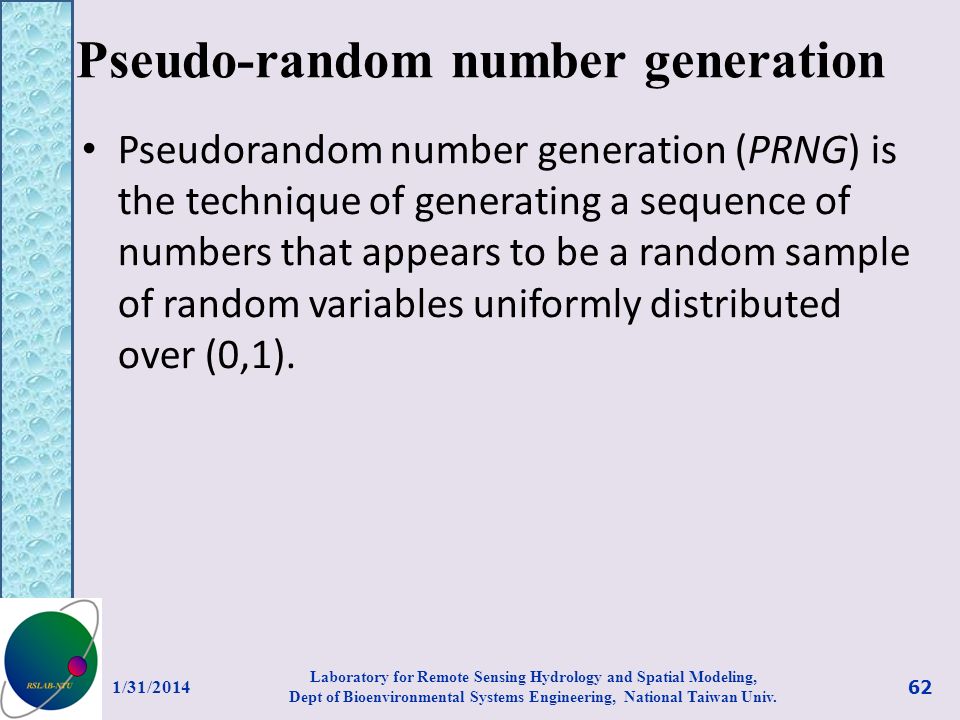 Pseudo-random number generation