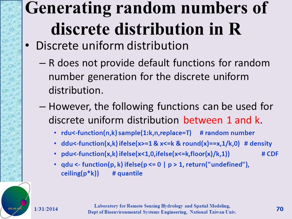 Generating random numbers of discrete distribution in R