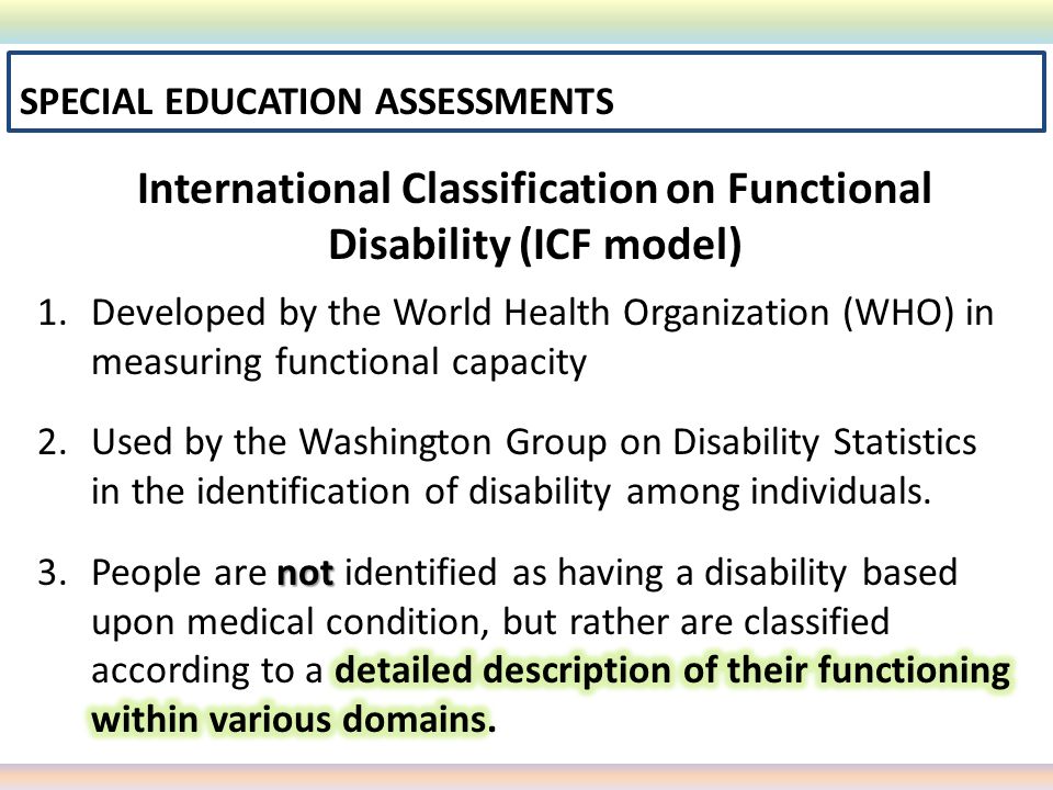 International Classification on Functional Disability (ICF model)