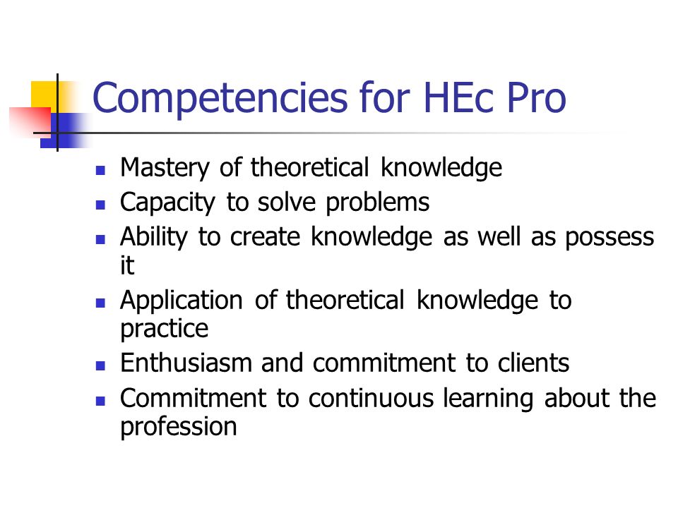 Competencies for HEc Pro