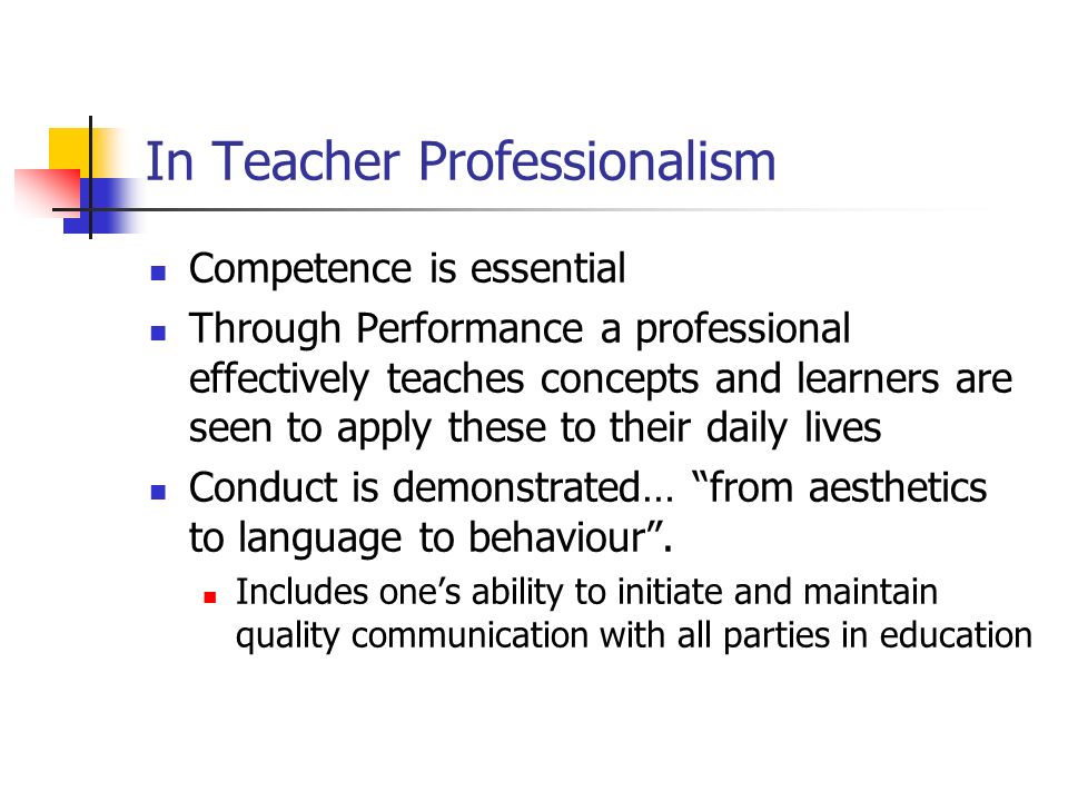 In Teacher Professionalism