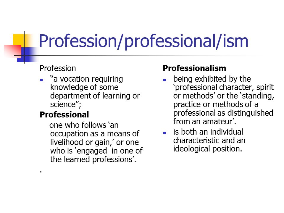 Profession/professional/ism