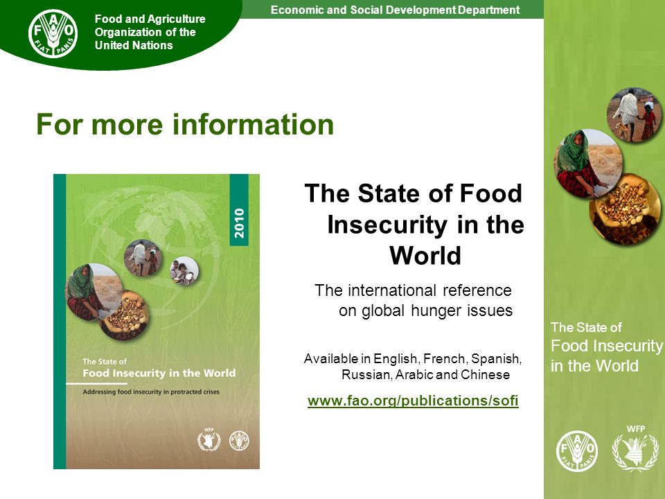For more information The State of Food Insecurity in the World