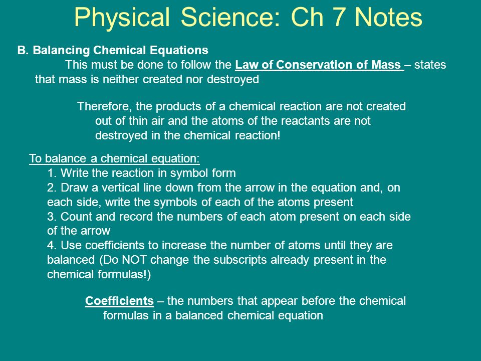 Physical Science: Ch 7 Notes