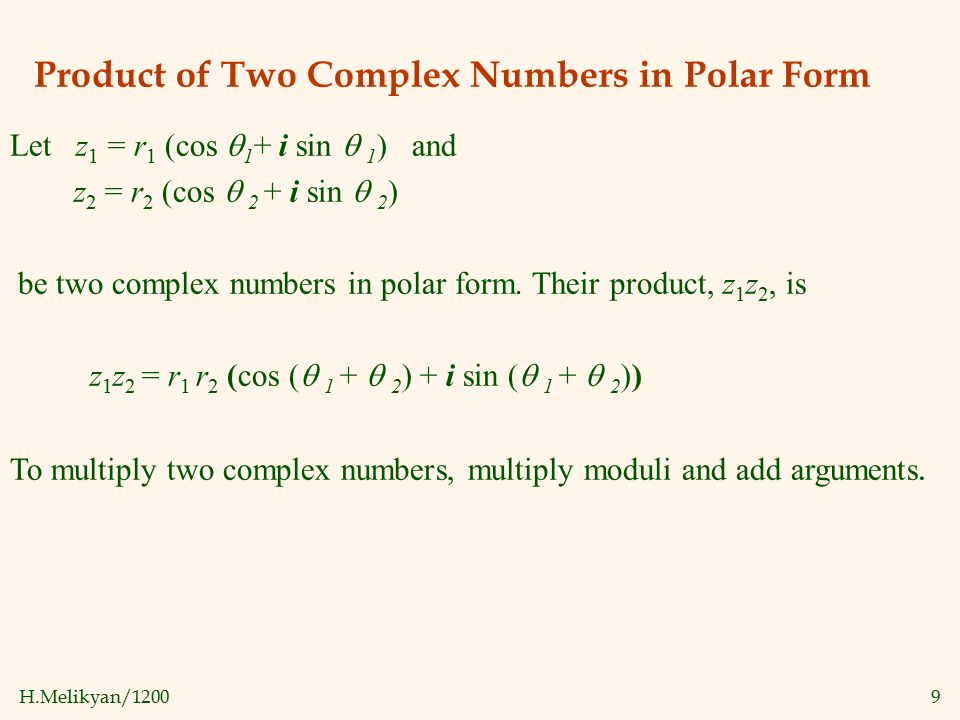 Complex Numbers in Polar Form; DeMoivre's Theorem - ppt video online  download