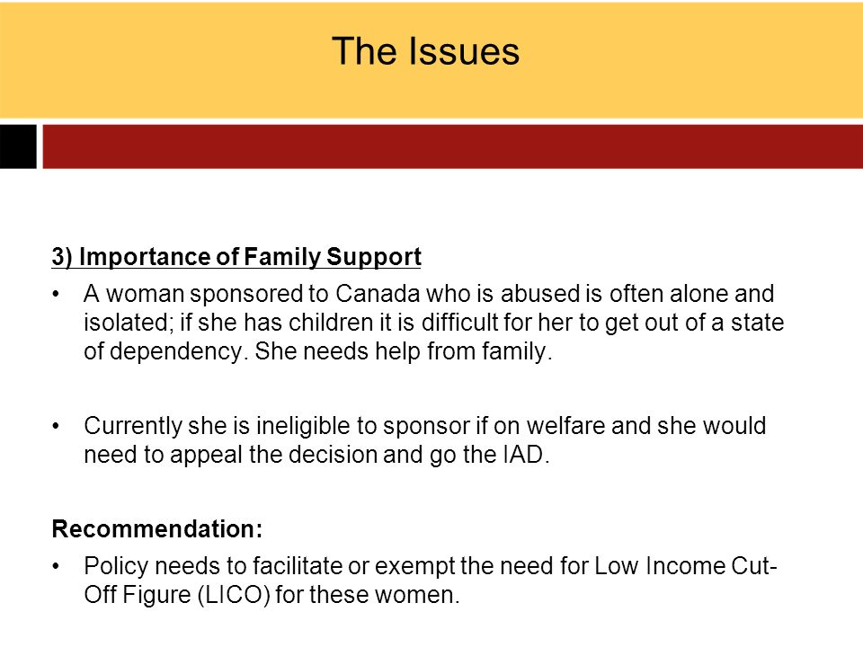 The Issues 3) Importance of Family Support