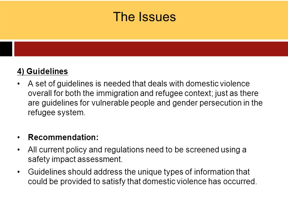 The Issues 4) Guidelines