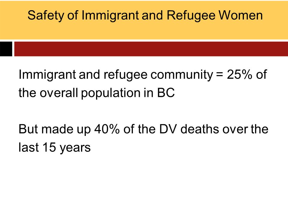 Safety of Immigrant and Refugee Women