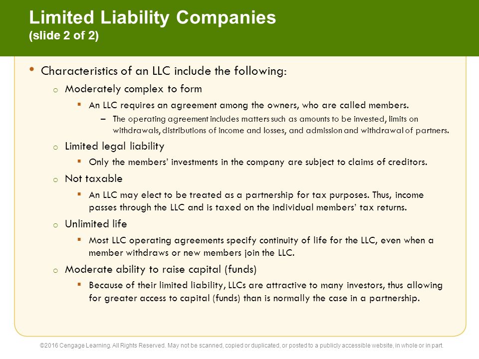 characteristics of limited liability company