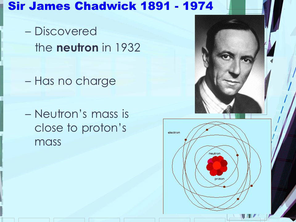 Sir James Chadwick Discovered. the neutron in