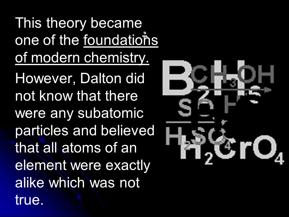 . This theory became one of the foundations of modern chemistry.