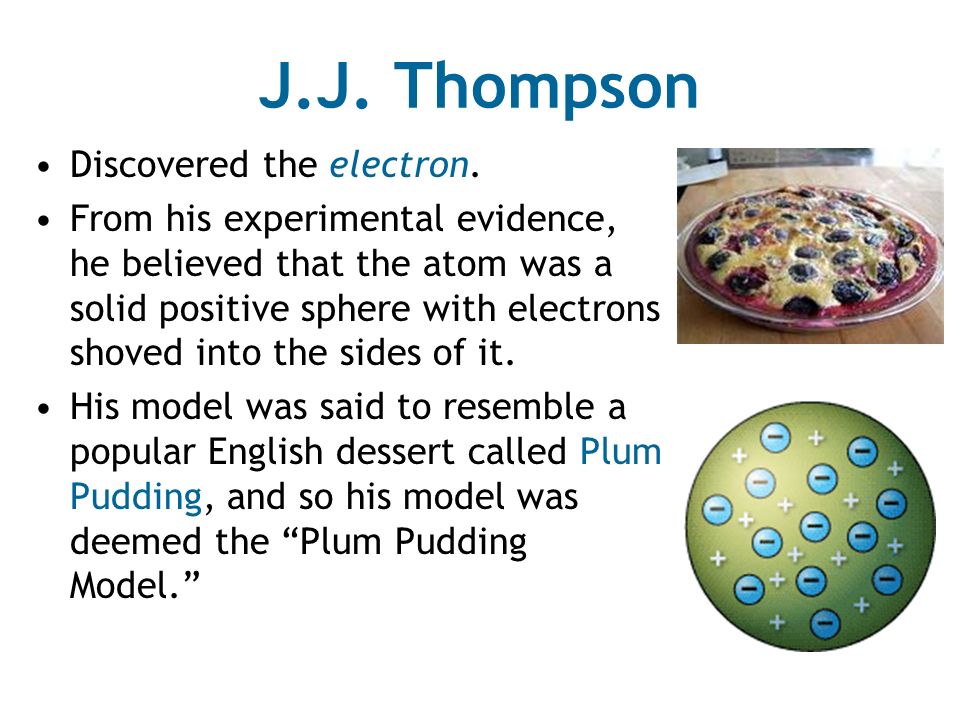 J.J. Thompson Discovered the electron.