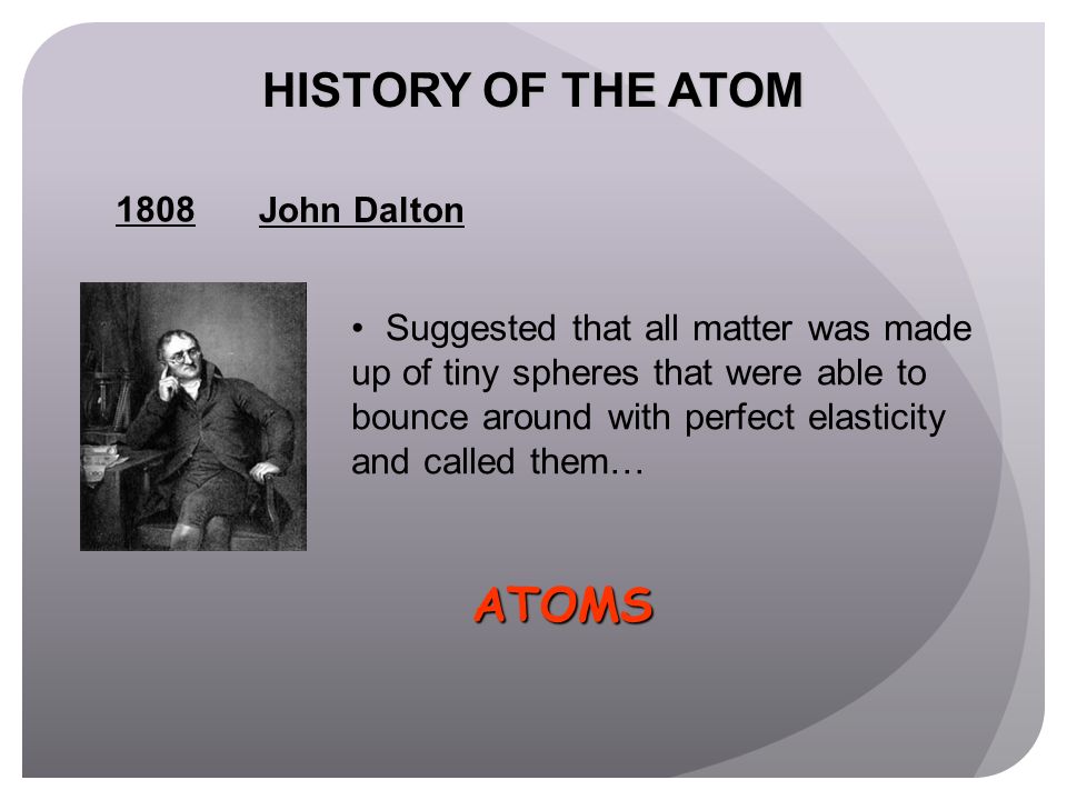 HISTORY OF THE ATOM ATOMS